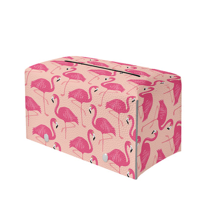 Pink Flamingo Pattern Print Leather Tissue Box Cover