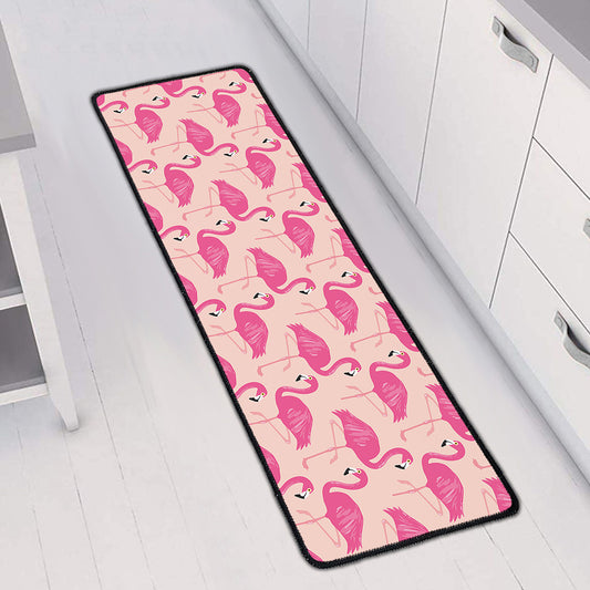 Pink Flamingo Pattern Print Long Kitchen Mat