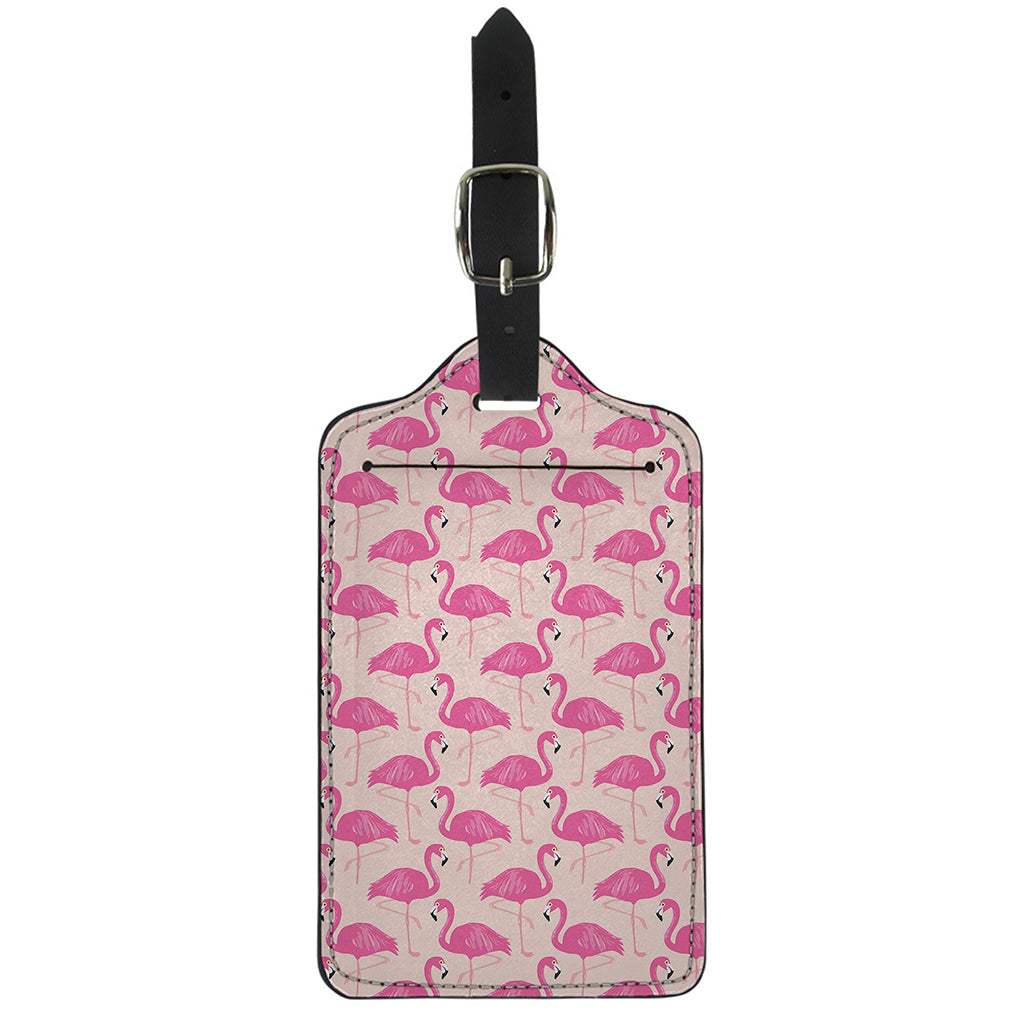 Pink Flamingo Pattern Print Luggage Tag