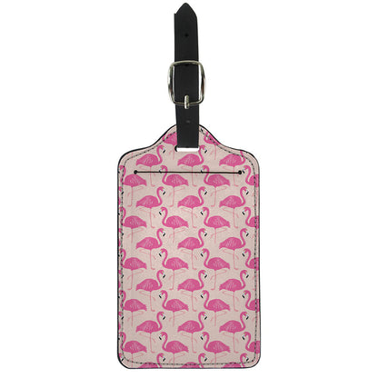 Pink Flamingo Pattern Print Luggage Tag