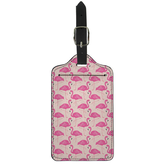 Pink Flamingo Pattern Print Luggage Tag