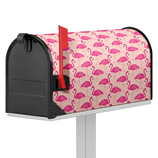 Pink Flamingo Pattern Print Mailbox Cover