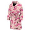 Pink Flamingo Pattern Print Men's Bathrobe