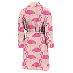 Pink Flamingo Pattern Print Men's Bathrobe