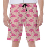 Pink Flamingo Pattern Print Men's Beach Shorts