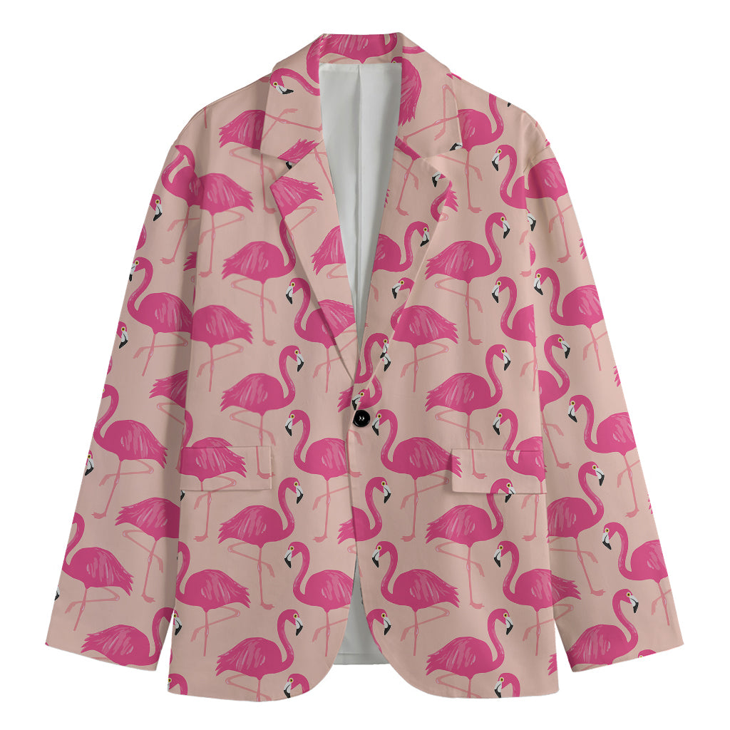 Pink Flamingo Pattern Print Men's Blazer