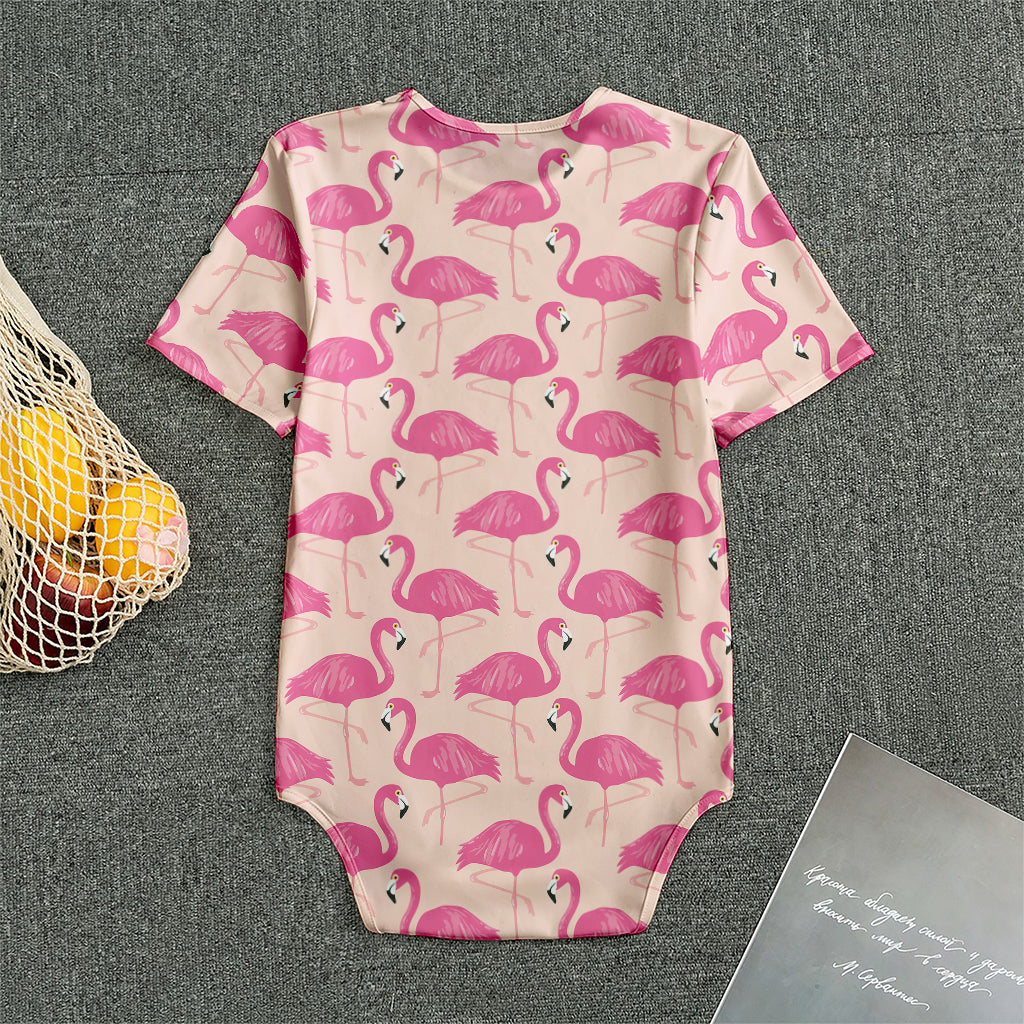 Pink Flamingo Pattern Print Men's Bodysuit