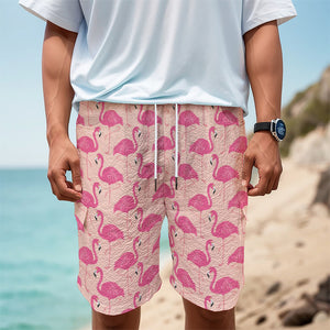 Pink Flamingo Pattern Print Men's Cargo Shorts