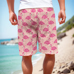 Pink Flamingo Pattern Print Men's Cargo Shorts