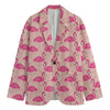 Pink Flamingo Pattern Print Men's Cotton Blazer