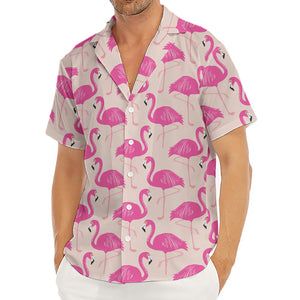 Pink Flamingo Pattern Print Men's Deep V-Neck Shirt