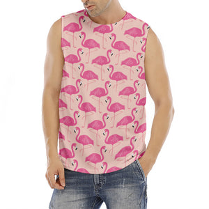 Pink Flamingo Pattern Print Men's Fitness Tank Top