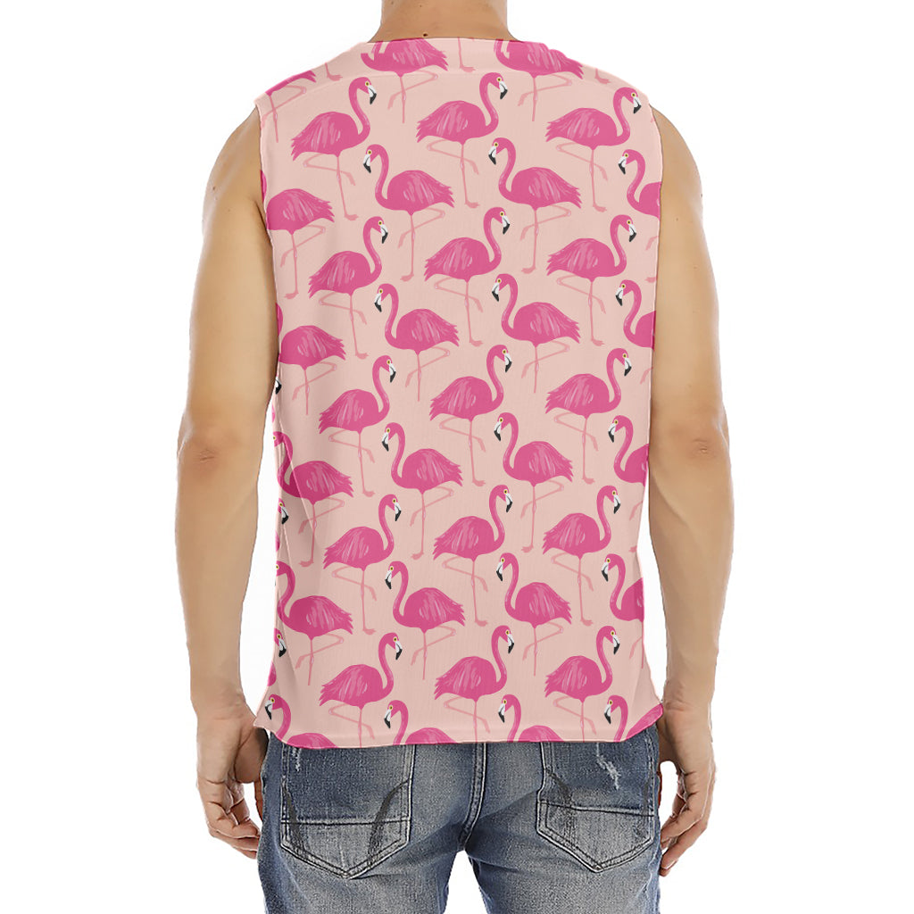 Pink Flamingo Pattern Print Men's Fitness Tank Top