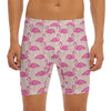 Pink Flamingo Pattern Print Men's Long Boxer Briefs