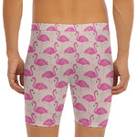 Pink Flamingo Pattern Print Men's Long Boxer Briefs