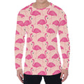 Pink Flamingo Pattern Print Men's Long Sleeve T-Shirt