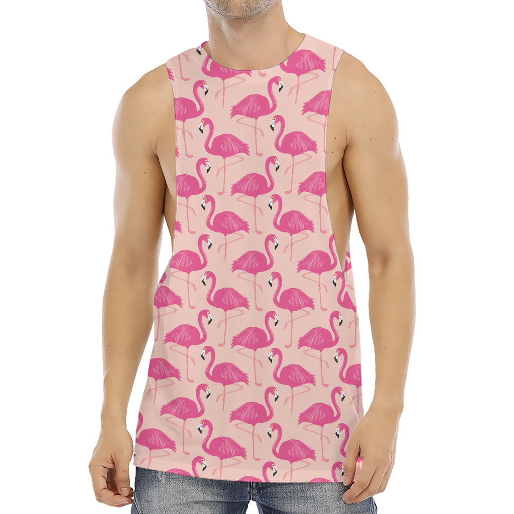 Pink Flamingo Pattern Print Men's Muscle Tank Top