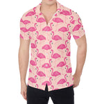 Pink Flamingo Pattern Print Men's Shirt
