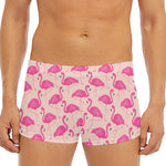 Pink Flamingo Pattern Print Men's Short Boxer Briefs