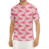 Pink Flamingo Pattern Print Men's Short Sleeve Rash Guard