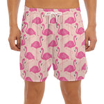 Pink Flamingo Pattern Print Men's Split Running Shorts