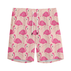 Pink Flamingo Pattern Print Men's Sports Shorts