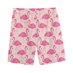 Pink Flamingo Pattern Print Men's Sports Shorts