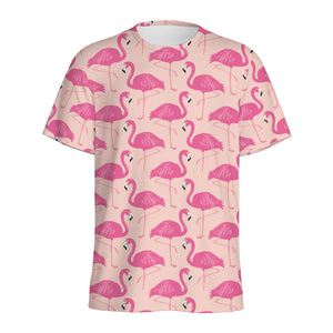 Pink Flamingo Pattern Print Men's Sports T-Shirt