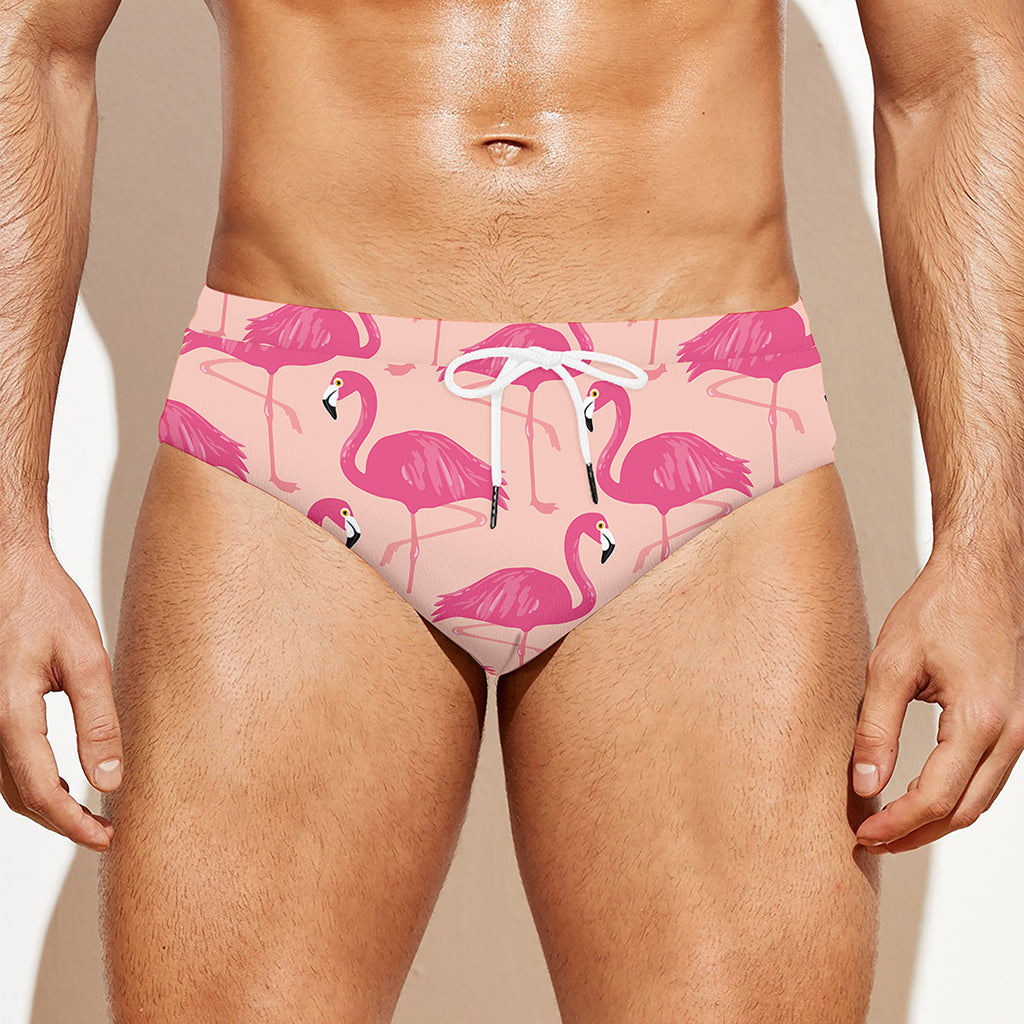 Pink Flamingo Pattern Print Men's Swim Briefs