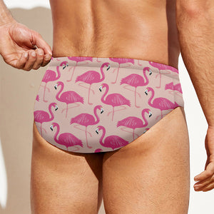 Pink Flamingo Pattern Print Men's Swim Briefs