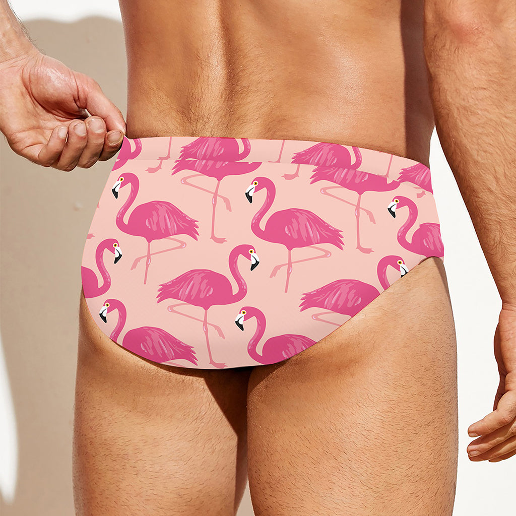 Pink Flamingo Pattern Print Men's Swim Briefs