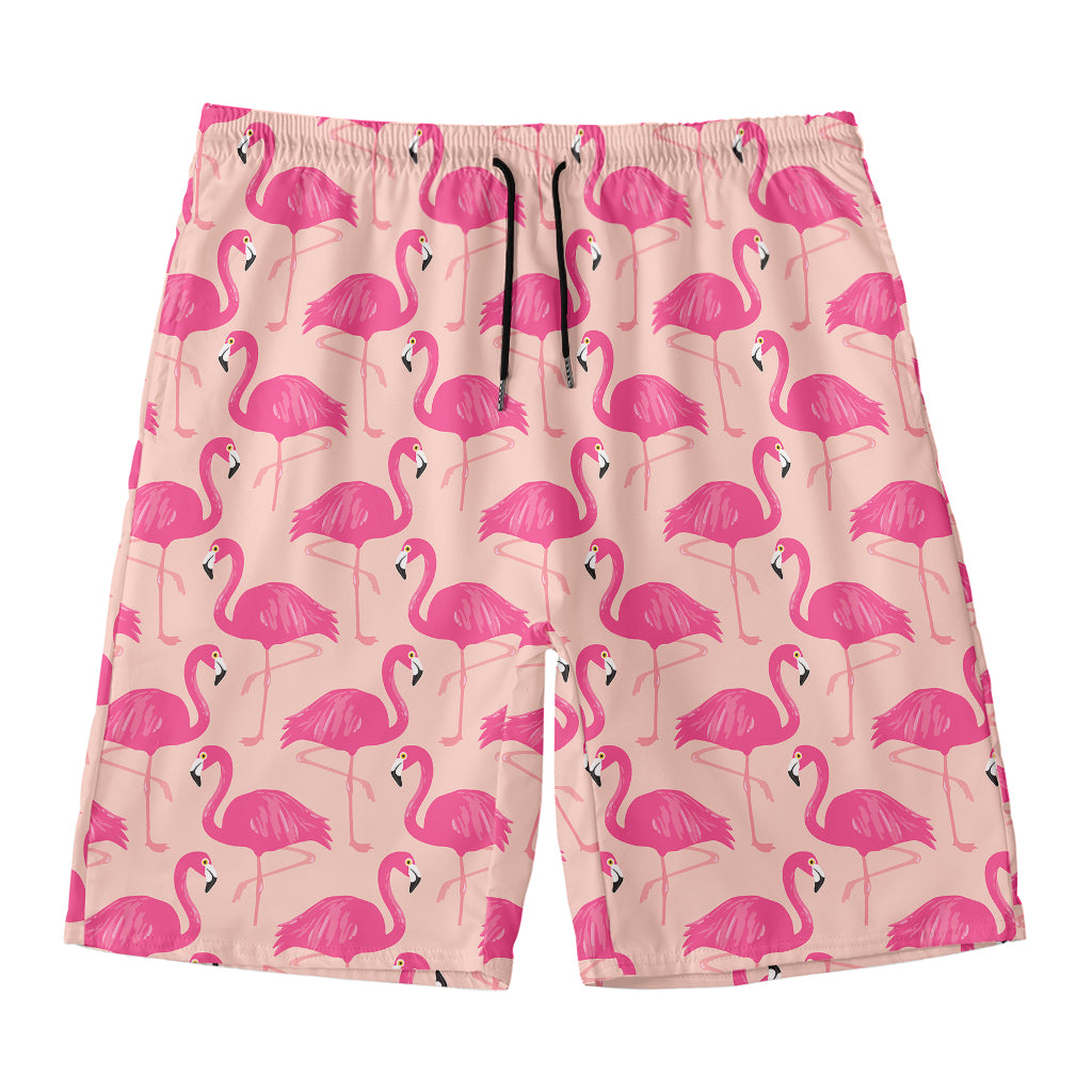 Pink Flamingo Pattern Print Men's Swim Trunks