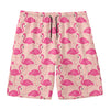 Pink Flamingo Pattern Print Men's Swim Trunks