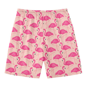 Pink Flamingo Pattern Print Men's Swim Trunks