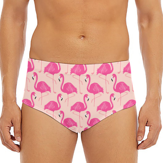 Pink Flamingo Pattern Print Men's Triangle Swim Briefs