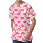 Pink Flamingo Pattern Print Men's Velvet T-Shirt