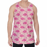 Pink Flamingo Pattern Print Men's Velvet Tank Top