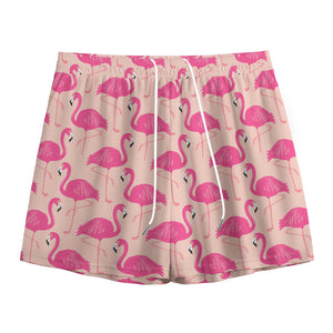 Pink Flamingo Pattern Print Mesh Shorts