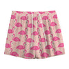 Pink Flamingo Pattern Print Mesh Shorts