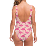 Pink Flamingo Pattern Print One Piece Swimsuit