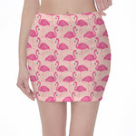 Pink Flamingo Pattern Print Pencil Mini Skirt