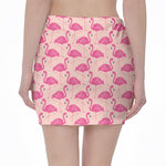 Pink Flamingo Pattern Print Pencil Mini Skirt