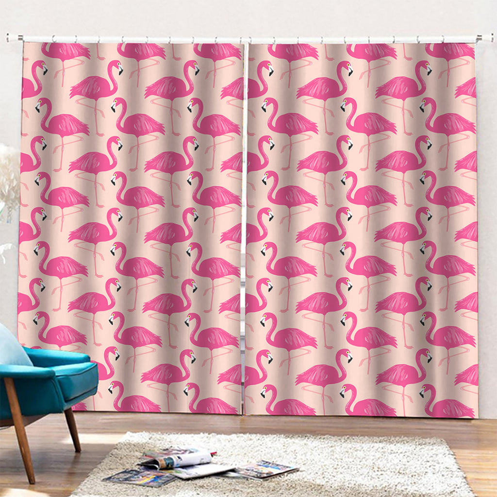 Pink Flamingo Pattern Print Pencil Pleat Curtains