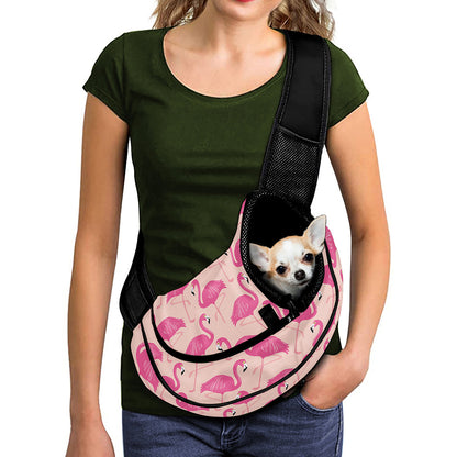Pink Flamingo Pattern Print Pet Sling Carrier