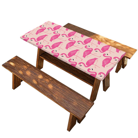 Pink Flamingo Pattern Print Picnic Table Cover