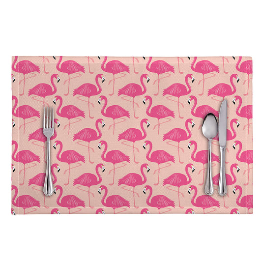 Pink Flamingo Pattern Print Placemat