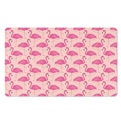 Pink Flamingo Pattern Print Polyester Doormat