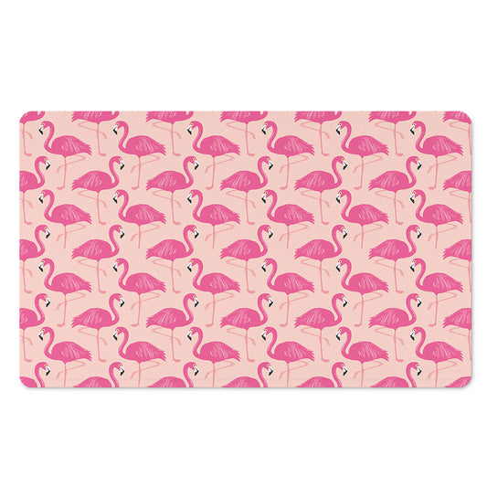 Pink Flamingo Pattern Print Polyester Doormat