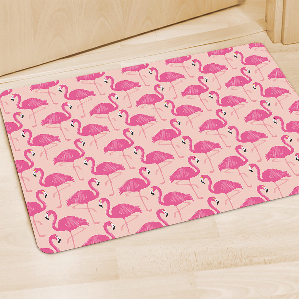 Pink Flamingo Pattern Print Polyester Doormat