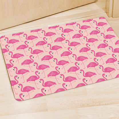 Pink Flamingo Pattern Print Polyester Doormat